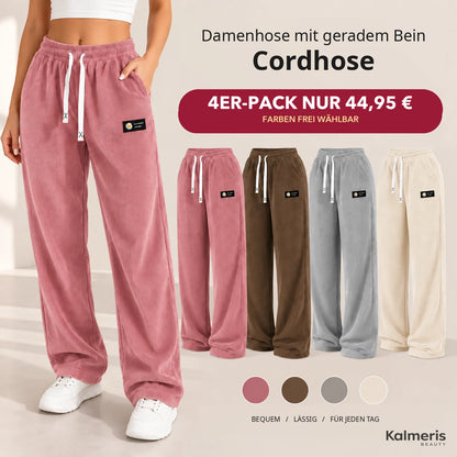 Cordhose – 4er-Pack in Rosa, Schokobraun, Grau, Creme